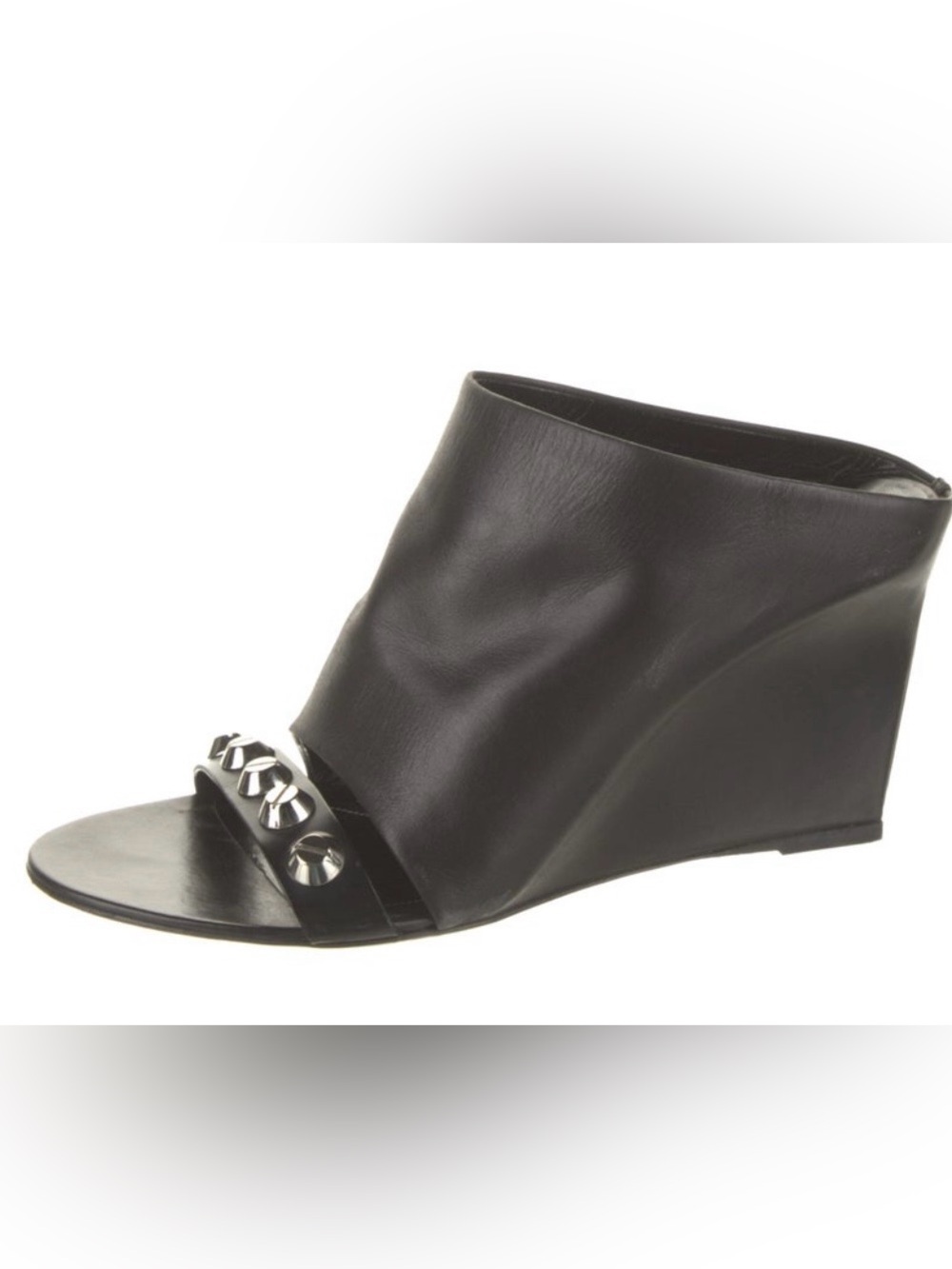 Balenciaga Black Studded Wedge Slide!